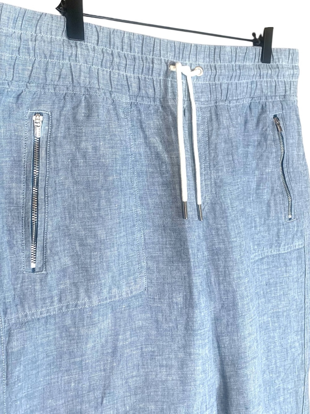 Athleta Cabo Linen Jogger Light Blue Pants Drawstring Waist Women's 14 P Petite - Picture 6 of 10
